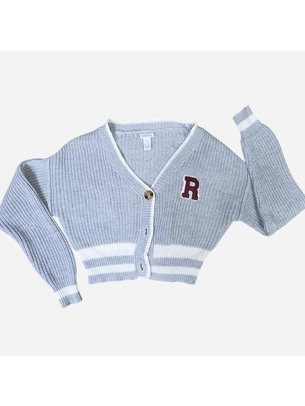 Rue 21 Women's Grey and White Cardigan